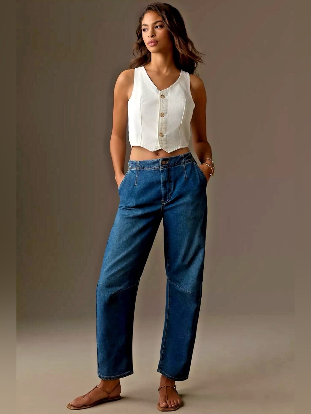 Anthropologie Pilcro “The Leni” Curved Barrel Jeans Blue Denim - NWOT